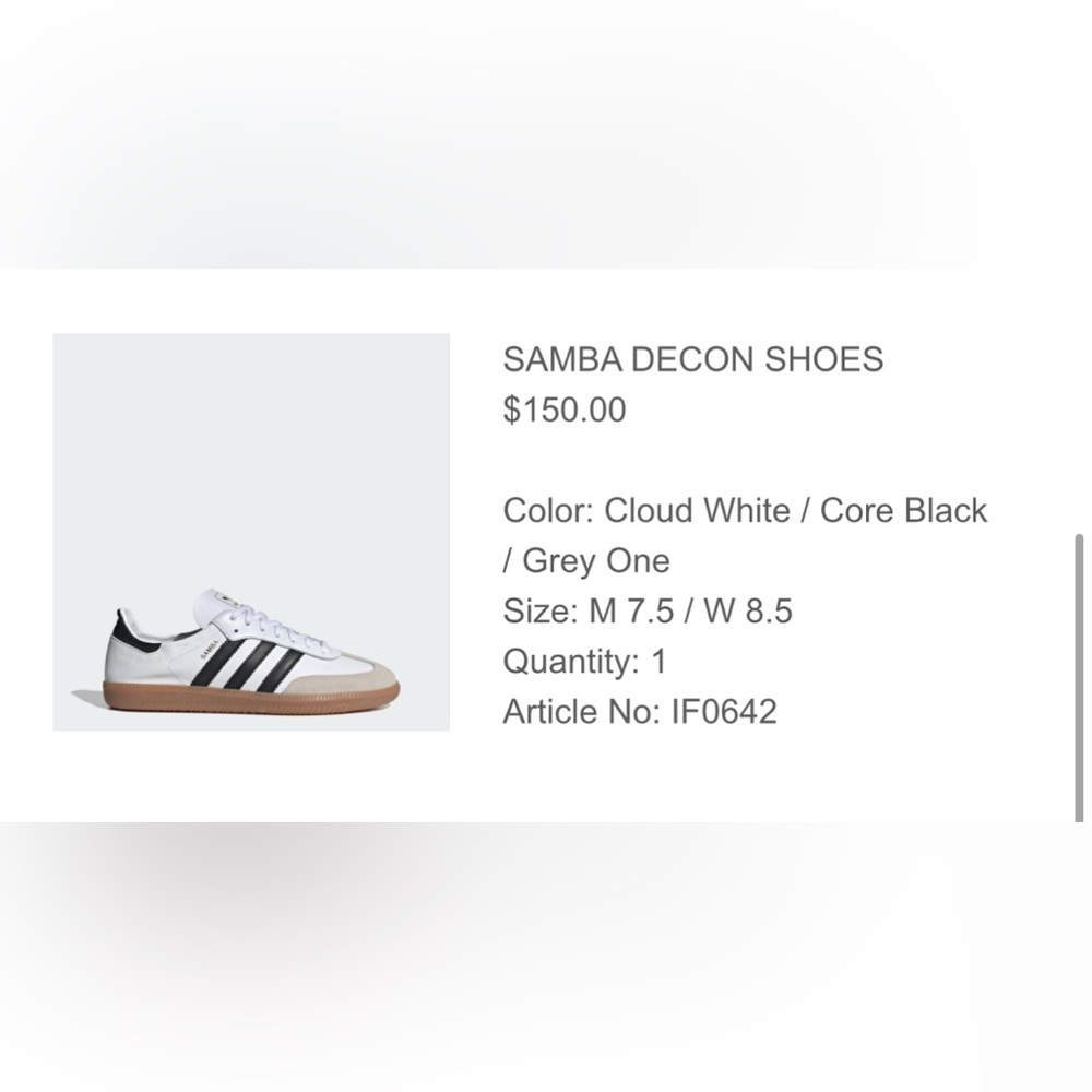 Adidas Samba Decon 7.5 / women’s 9 - worn once